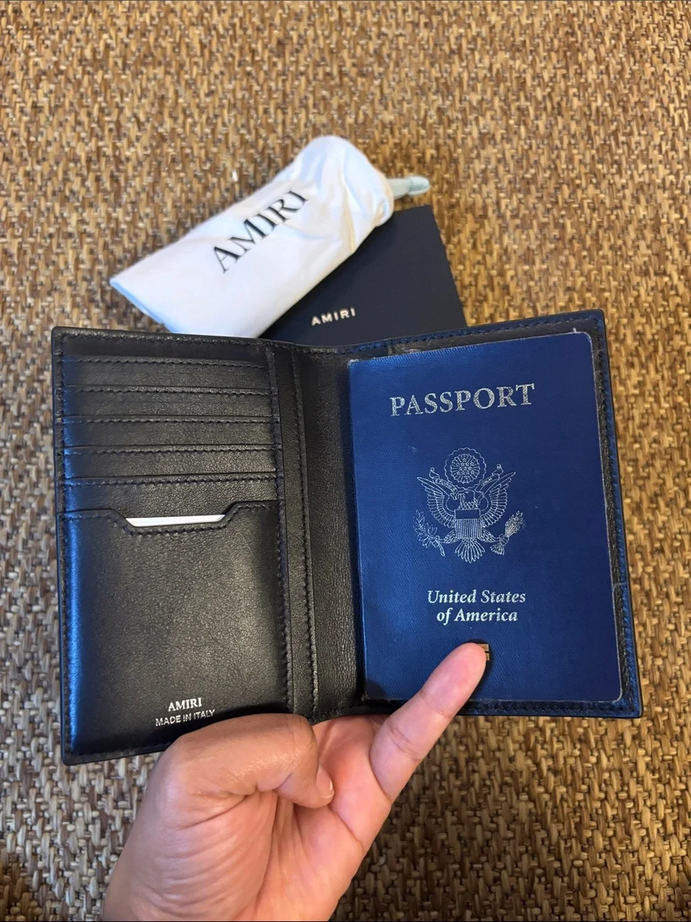 AMIRI Black & Gray Monogram Passport and Card Holder